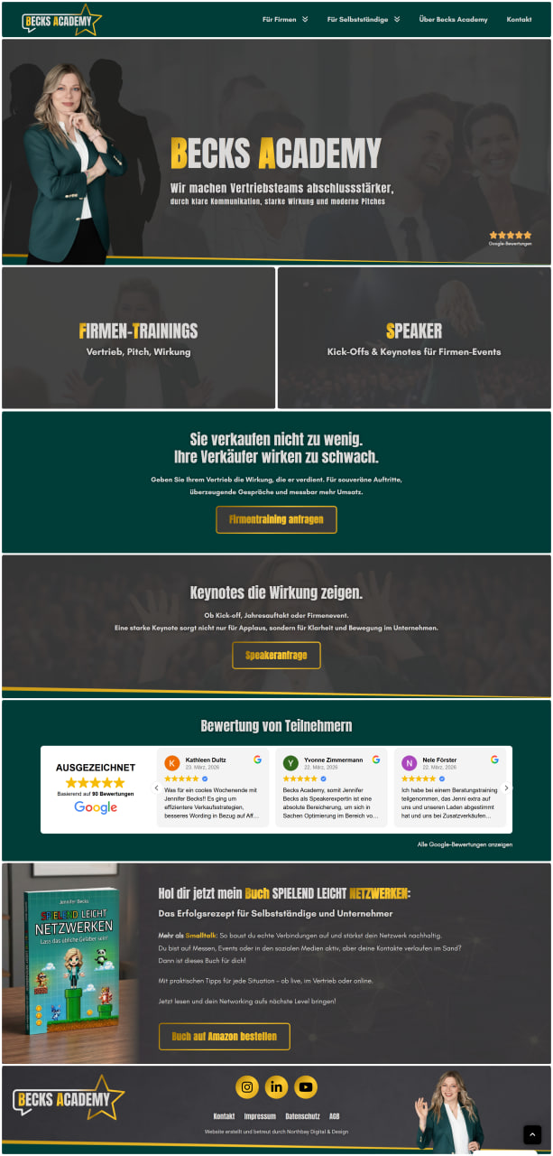 Webdesign SEO Agentur München Northbay Digital & Design Webseite Becks Academy