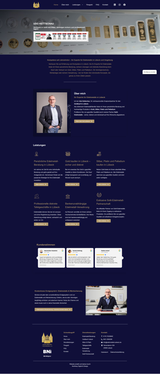 Webdesign SEO Agentur München Northbay Digital & Design Webseite Edelmetalle Lübeck
