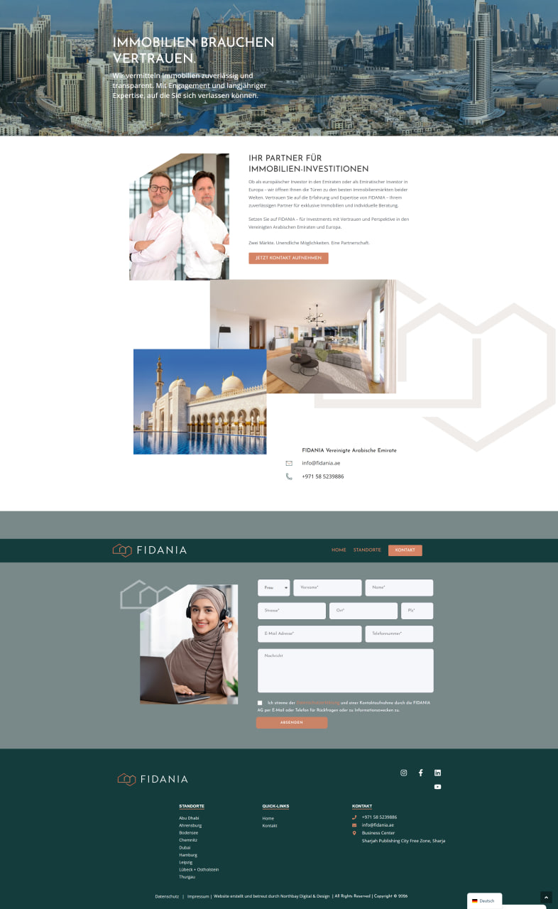 Webdesign SEO Agentur München Northbay Digital & Design Webseite Fidania Emirate